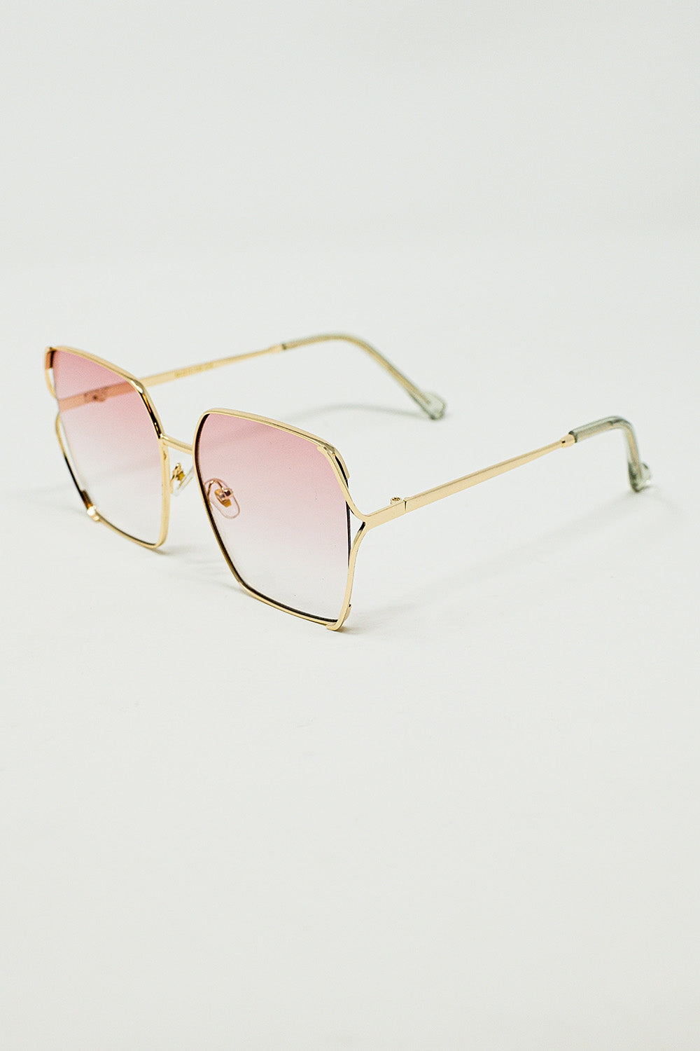 Gafas de sol cuadradas oversize de metal con lentes degradadas rosa claro