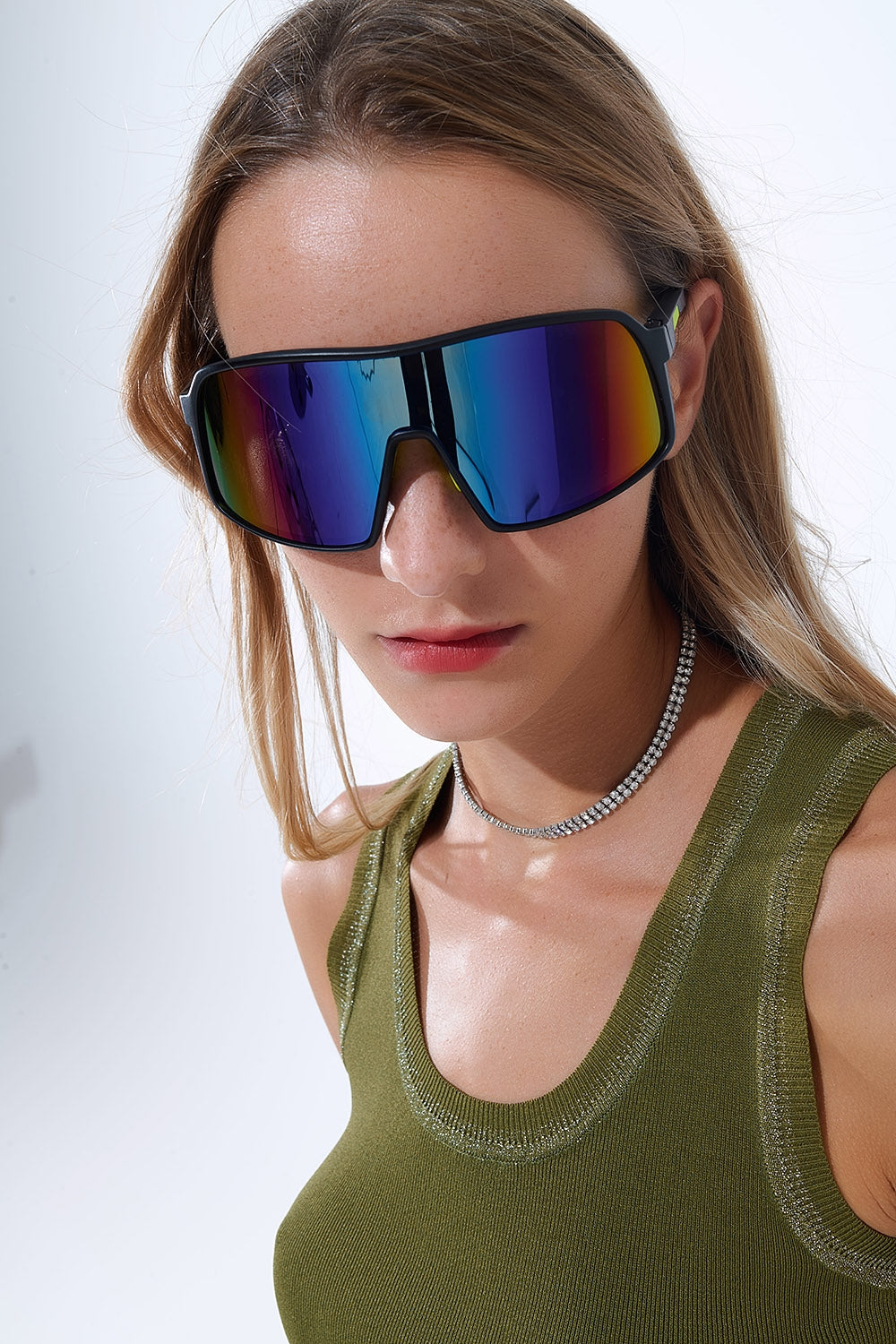 Gafas de sol deportivas polarizadas en azul rojo degradado