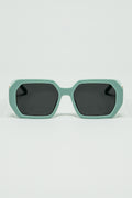 Q2 Gafas de sol en forma de diamante con lentes de color esmeralda claro