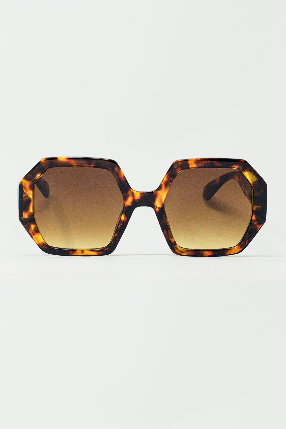 Q2 Gafas de sol hexagonales extra grandes en carey oscuro
