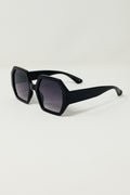 Gafas de sol hexagonales y extra grandes vintage en negro