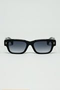 Gafas de sol negras con montura ovalada con detalle dorado