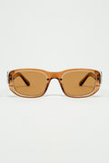 Q2 Gafas de sol ovaladas con montura camel transparente de alto brillo