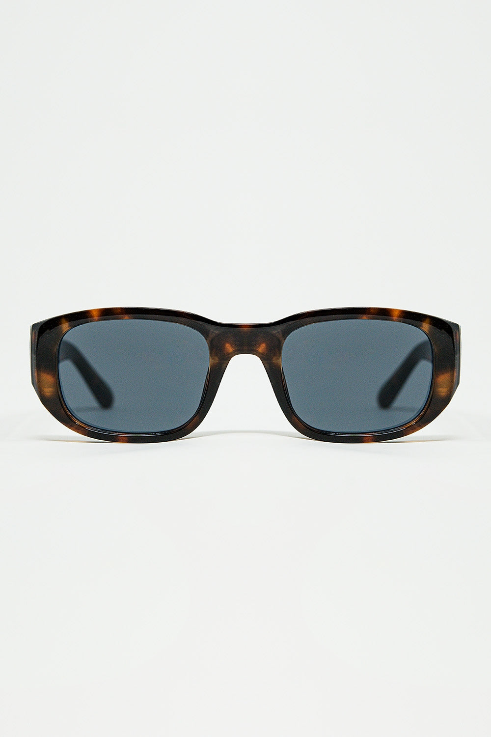 Q2 Gafas de sol ovaladas con montura transparente de alto brillo en marrón