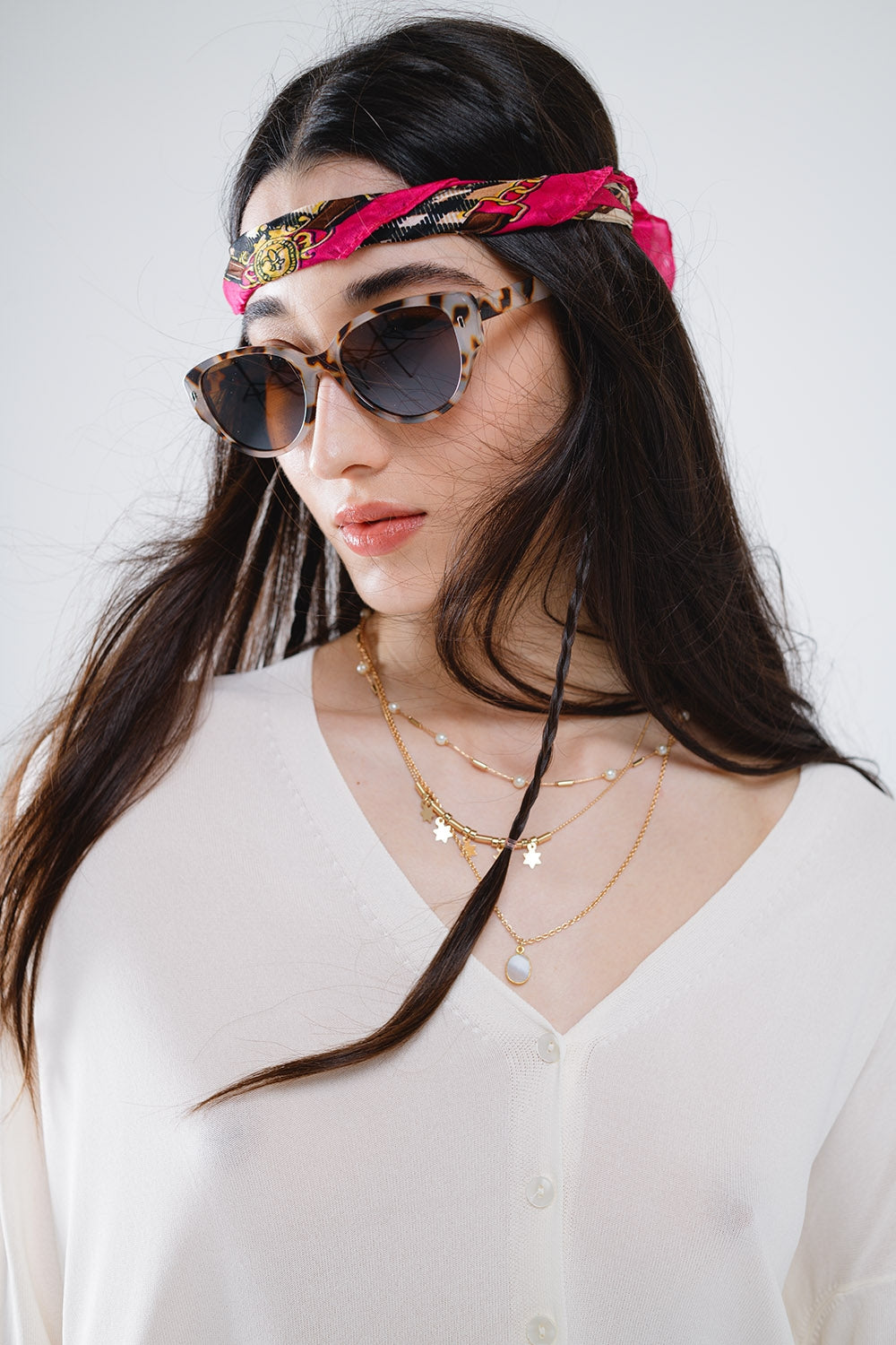 Gafas de sol ovaladas en color habana marrón degradado