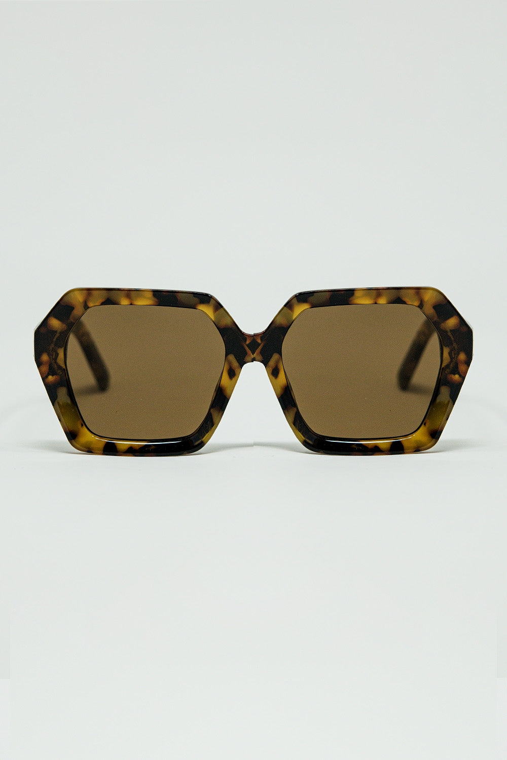 Q2 Gafas de sol rectangulares en color marrón translúcido con estampado abstracto