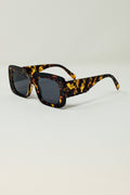 Gafas de sol rectangulares extragrandes en tono Tortoise Shell vintage