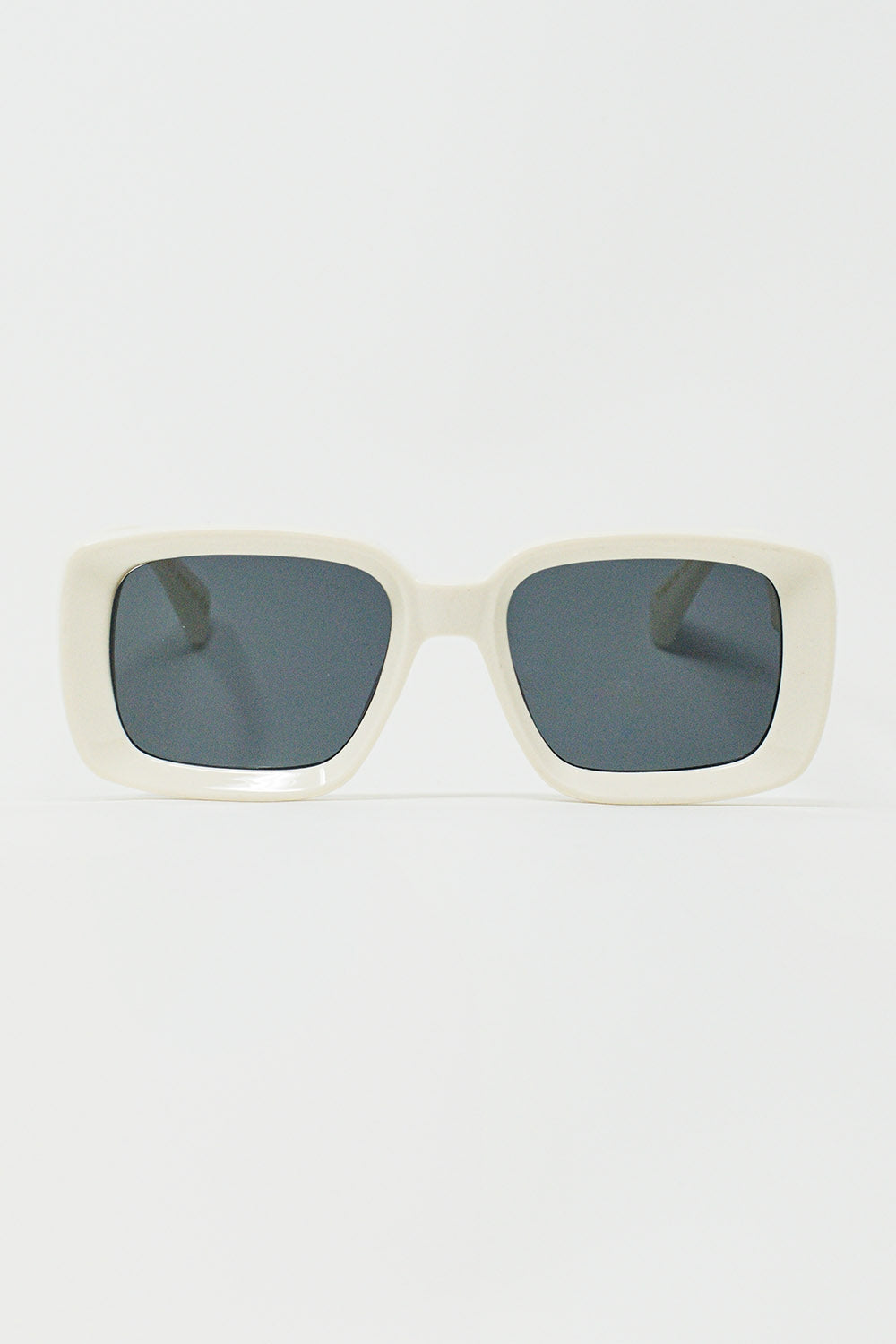 Q2 Gafas de sol rectangulares oversize con montura ancha en blanco