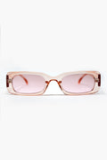 Q2 Gafas de sol rectangulares rosa transparente con cristales ahumados rosa