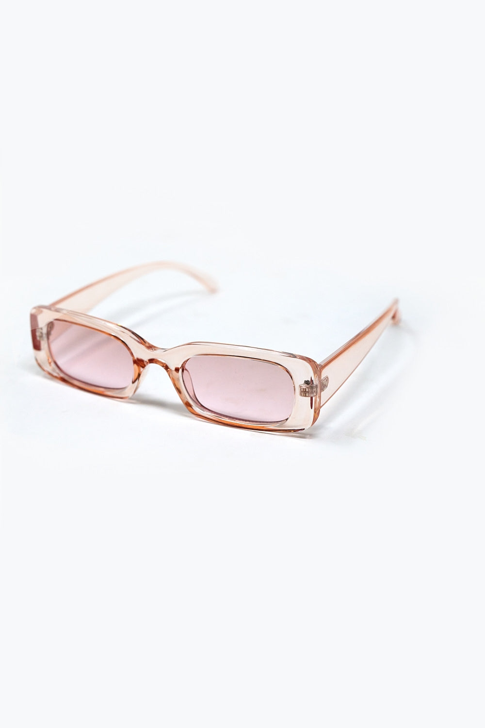 Gafas de sol rectangulares rosa transparente con cristales ahumados rosa