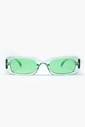 Q2 Gafas de sol rectangulares verdes transparentes con cristales ahumados verdes