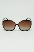 Gafas de sol redondas con estampado beige y detalle metálico dorado