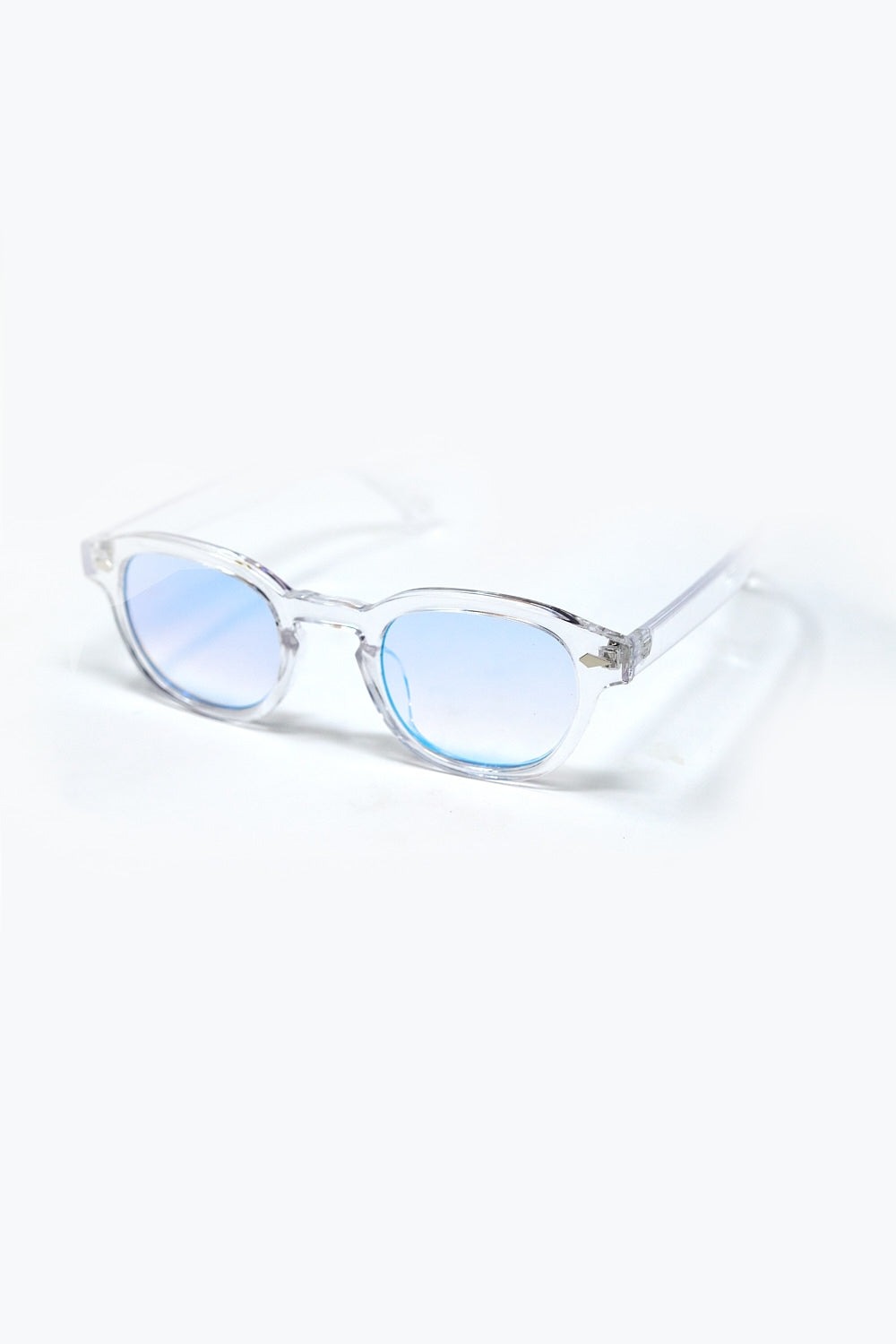 Gafas de ol redondas transparentes con lente degradada blanca