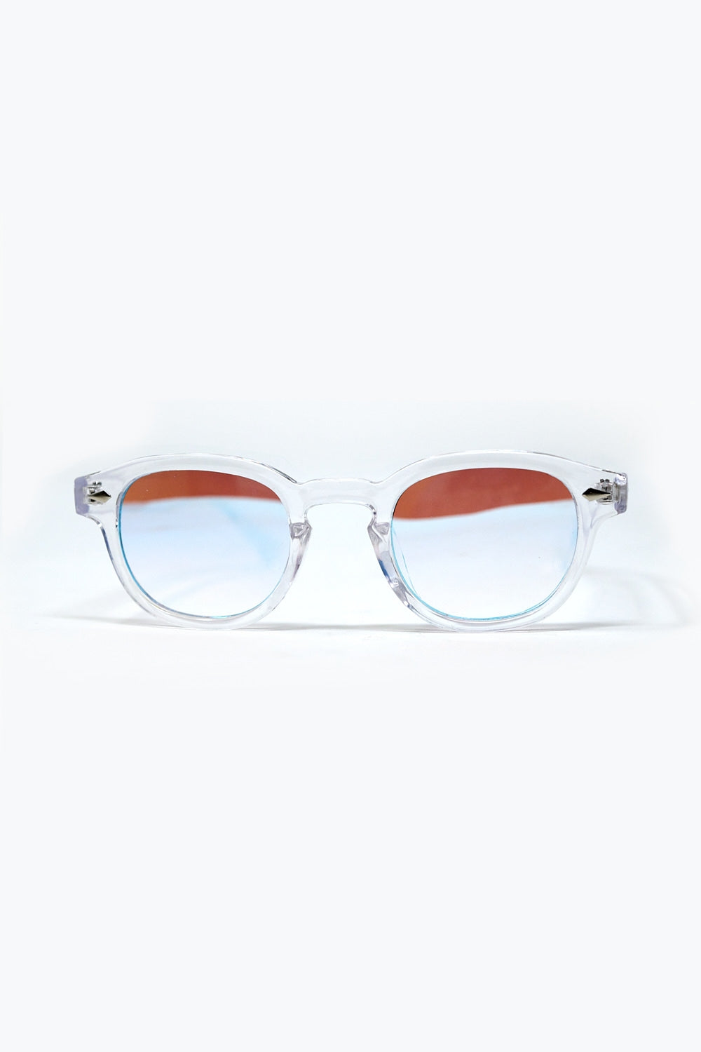 Gafas de sol redondas transparentes con lente degradada blanca