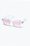 Gafas de sol redondas transparentes con lente degradada rosa bebé