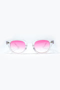 Q2 Gafas de sol redondas transparentes con lente degradada rosa