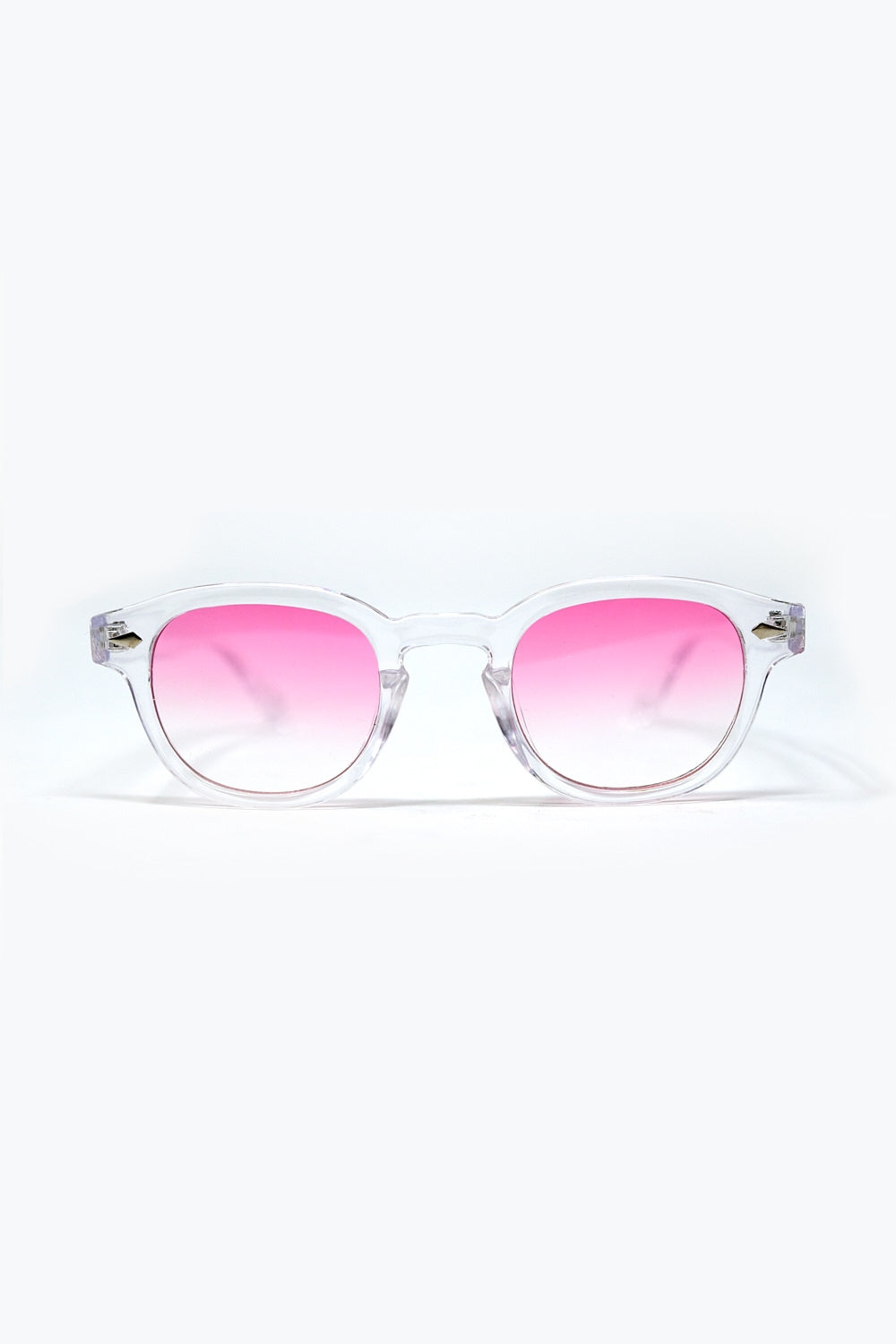 Q2 Gafas de sol redondas transparentes con lente degradada rosa