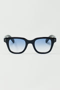 Q2 Gafas de sol retro redondas con lente azul ahumado en negro