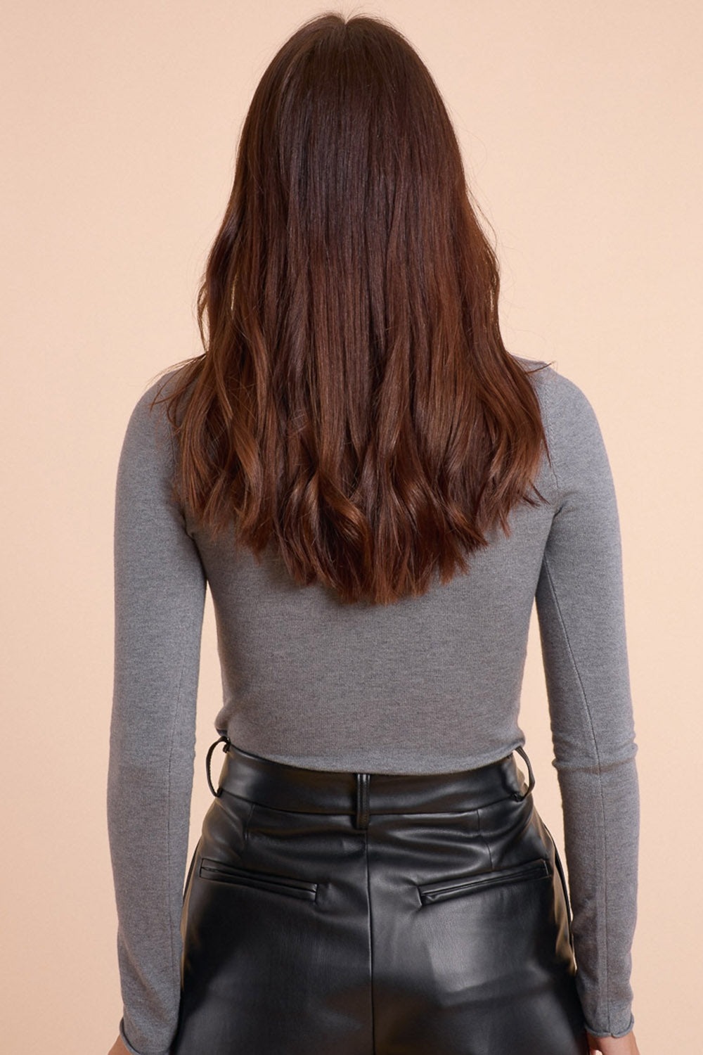 Jersey ajustado basico de punto fino gris