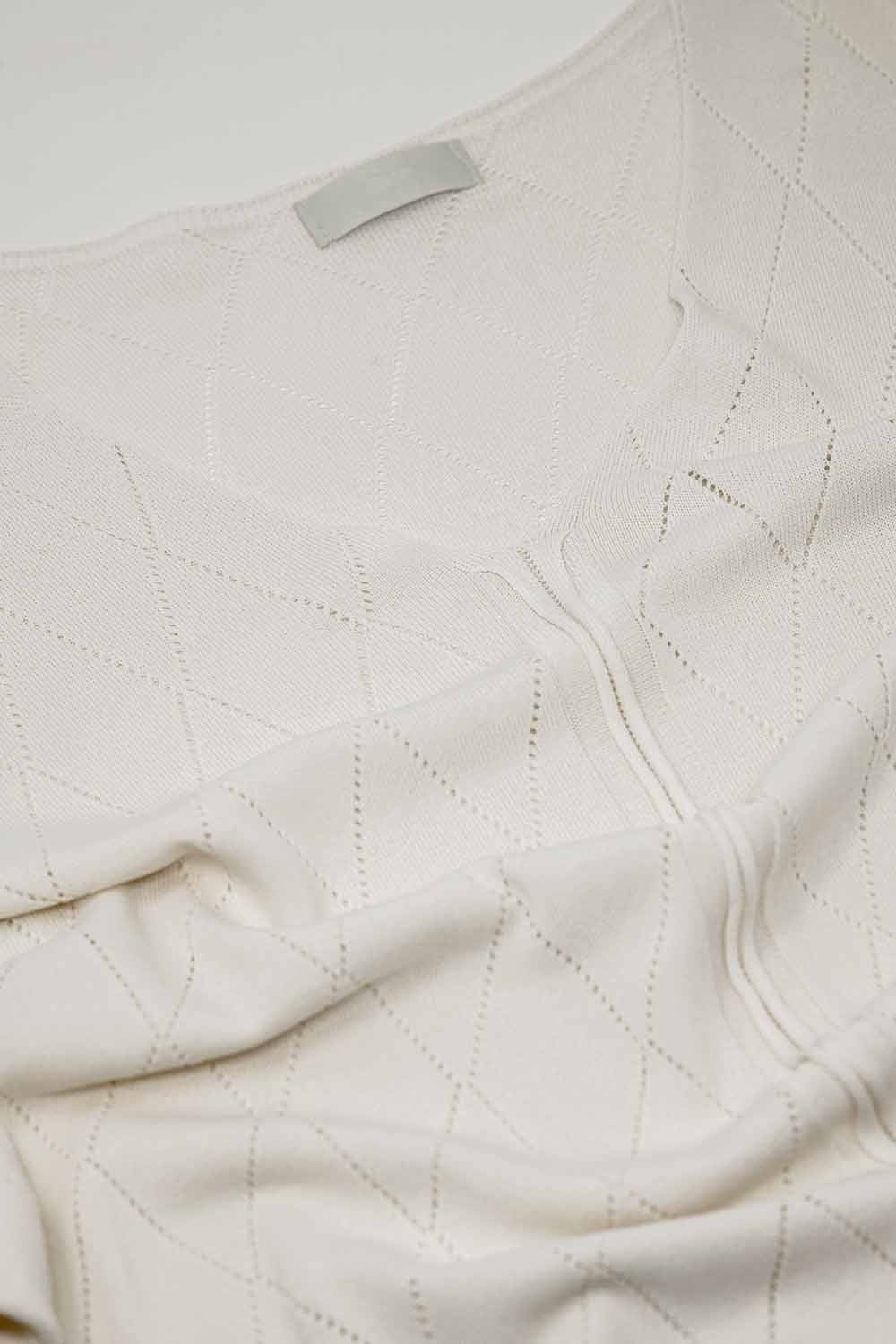 Jersey beige De Manga Corta Con Estampado Argyle