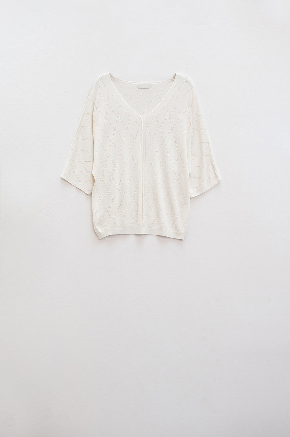 Q2 Jersey beige De Manga Corta Con Estampado Argyle