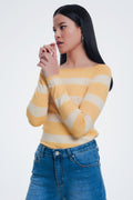 Jersey con cuello barco a rayas en color amarillo