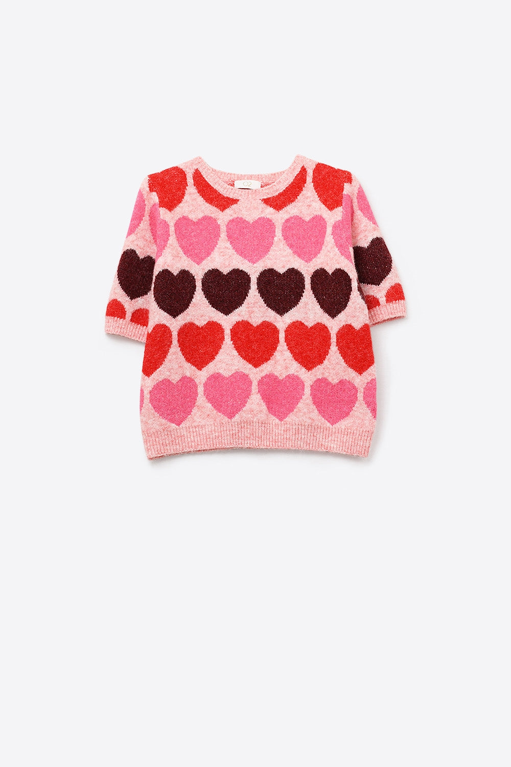 Jersey de manga corta con estampado de corazones en rosa