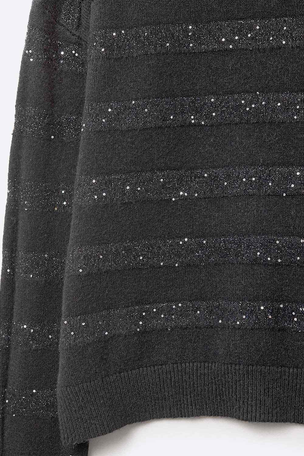 Jersey de punto a rayas negro con detalle de lentejuelas