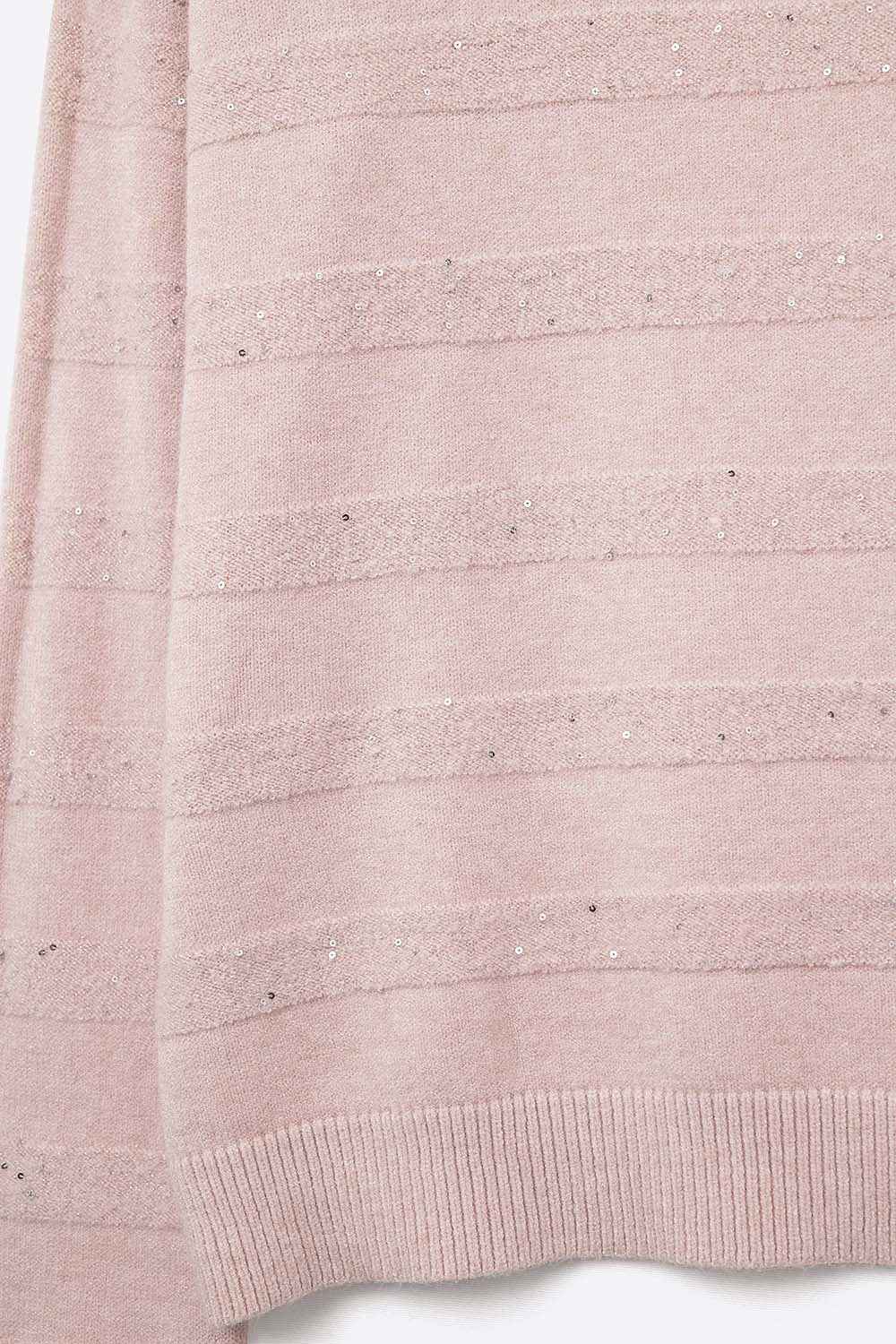 Jersey de punto a rayas rosa con detalle de lentejuelas