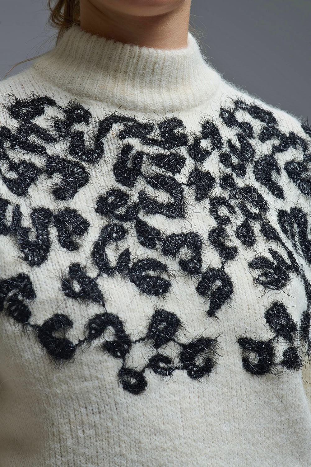 Jersey de punto blanco con diseño abstracto - Suéteres - detalle