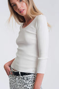 Jersey de punto con cuello amplio blanco