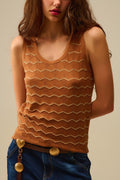 Jersey de punto con dibujo de zigzag dorado