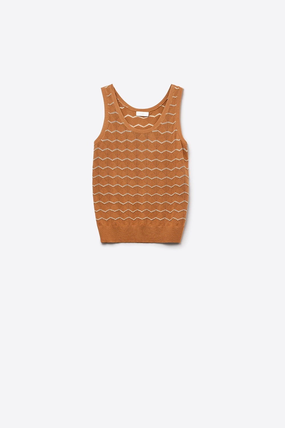 Jersey de punto con dibujo de zigzag dorado