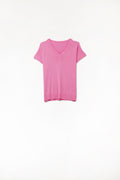 Q2 Jersey de punto fino con cuello en V Fucshia
