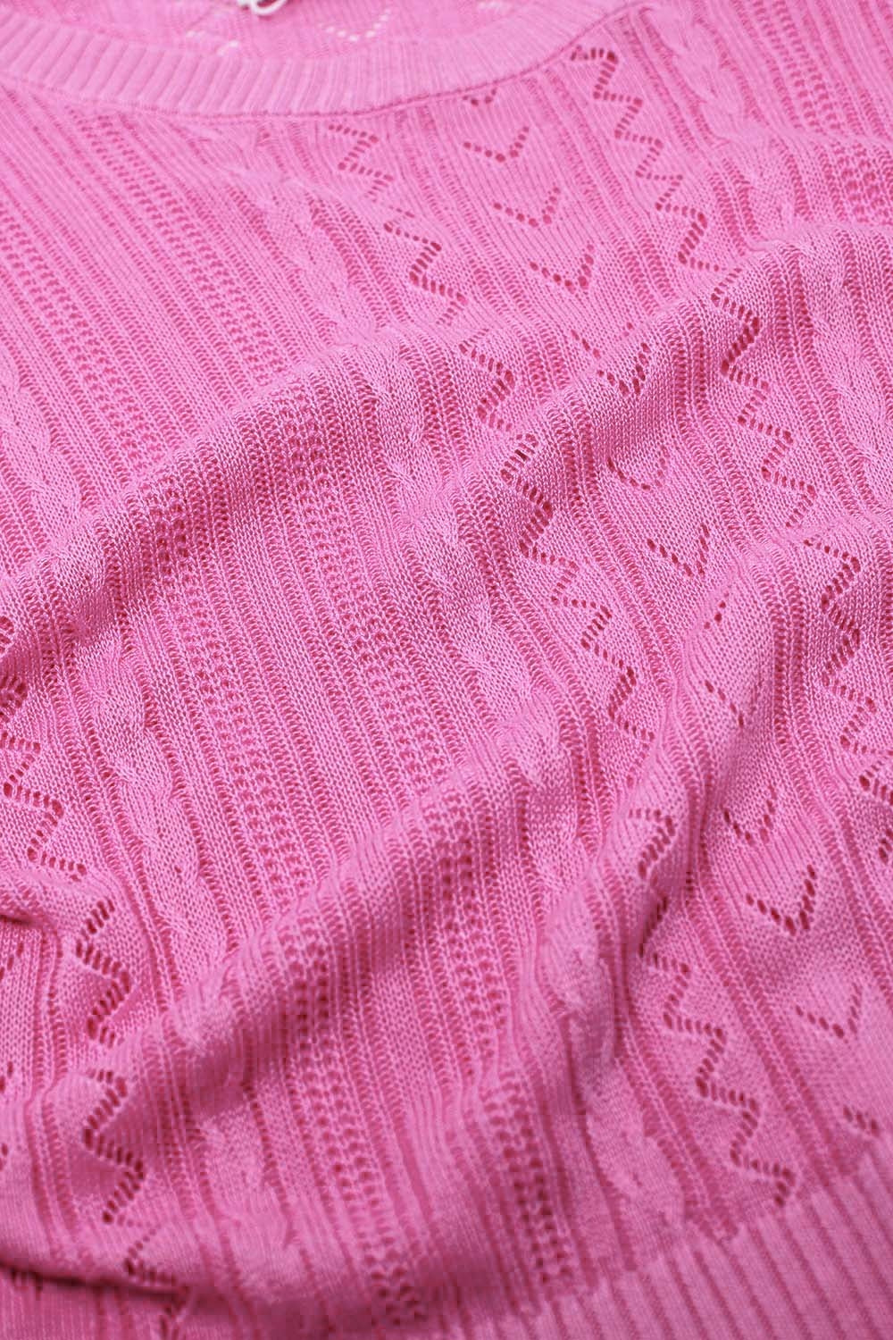 Jersey de punto fucsia de manga 3/4 con detalles de rayas en zig zag