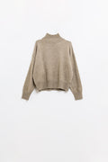 Q2 jersey de punto grueso beige con cuello alto