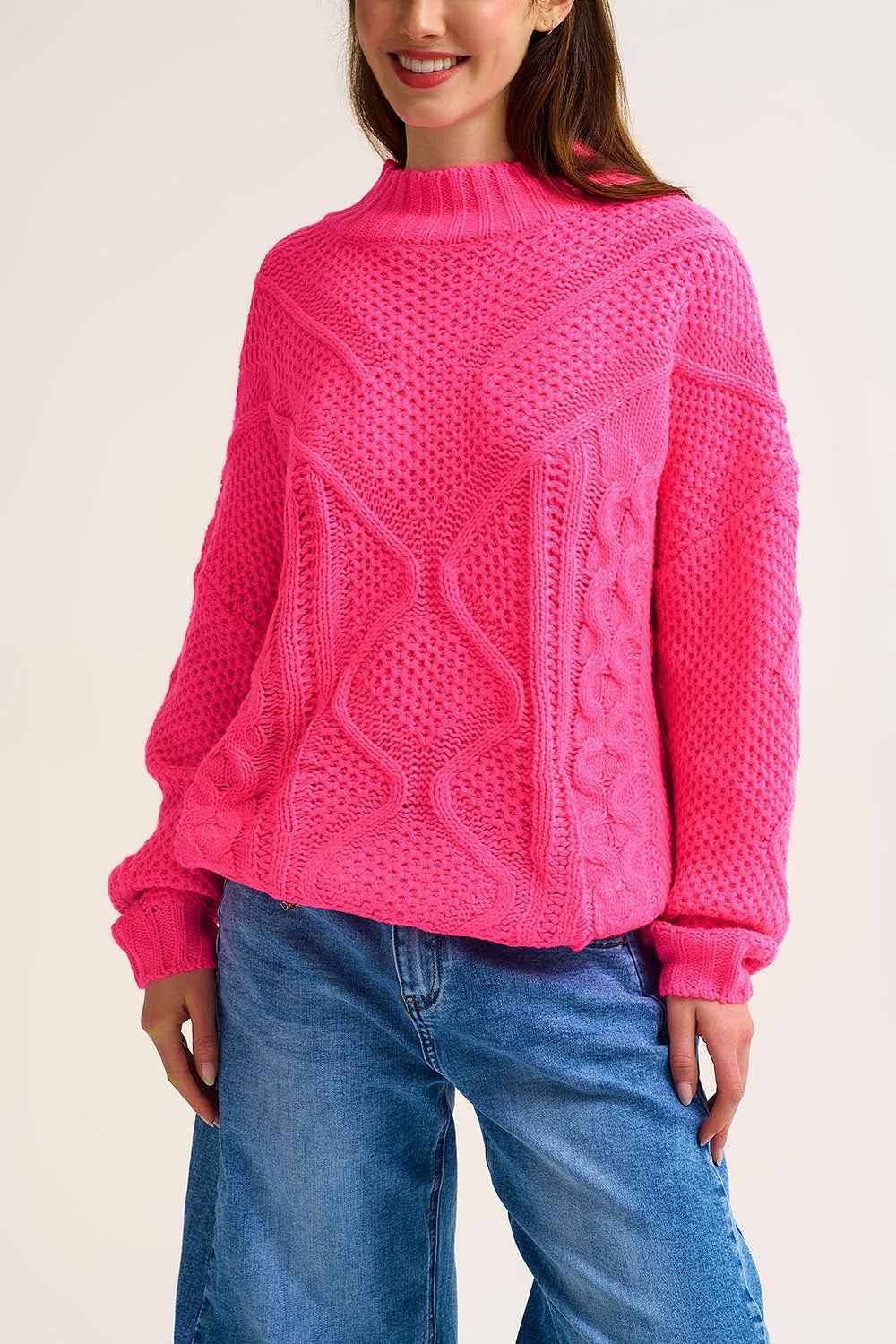 Jersey de punto grueso con hombros caidos