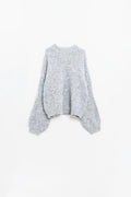 Q2 Jersey de punto oversize gris con mangas globo