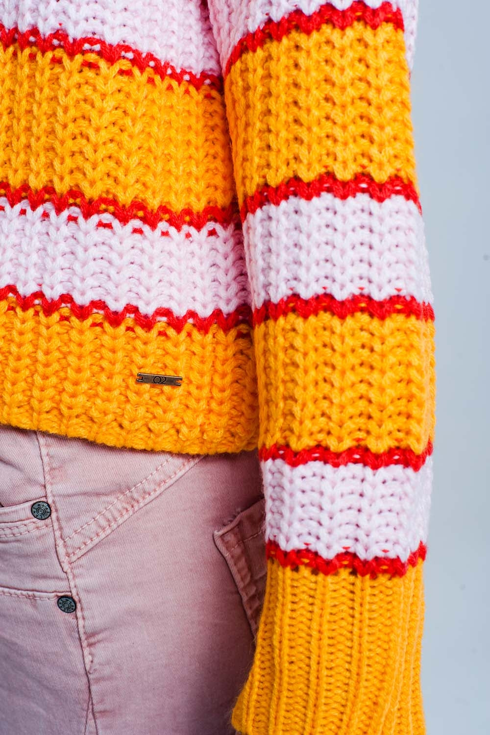 Jersey de rayas colour block en naranja y rosa