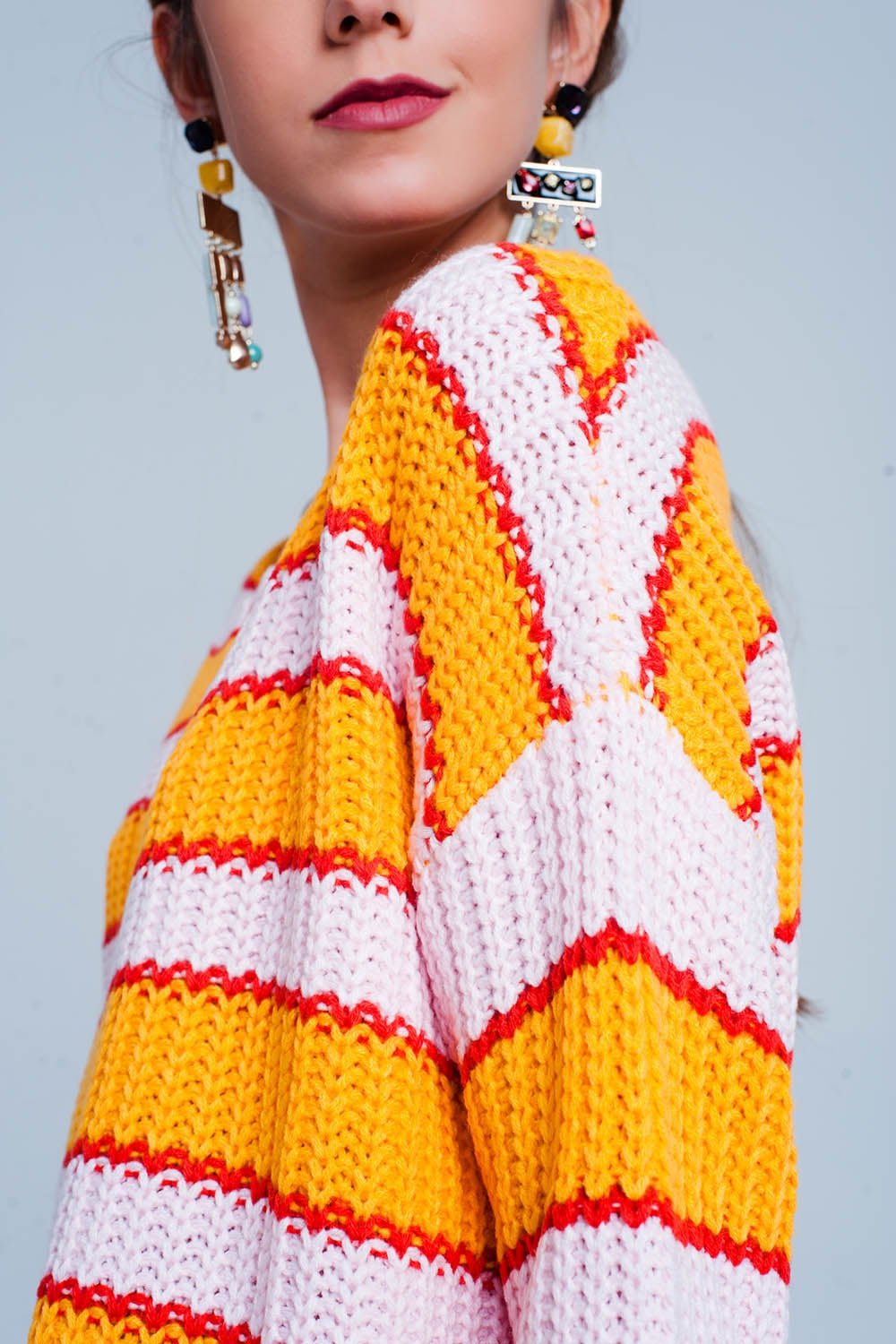 Jersey de rayas colour block en naranja y rosa