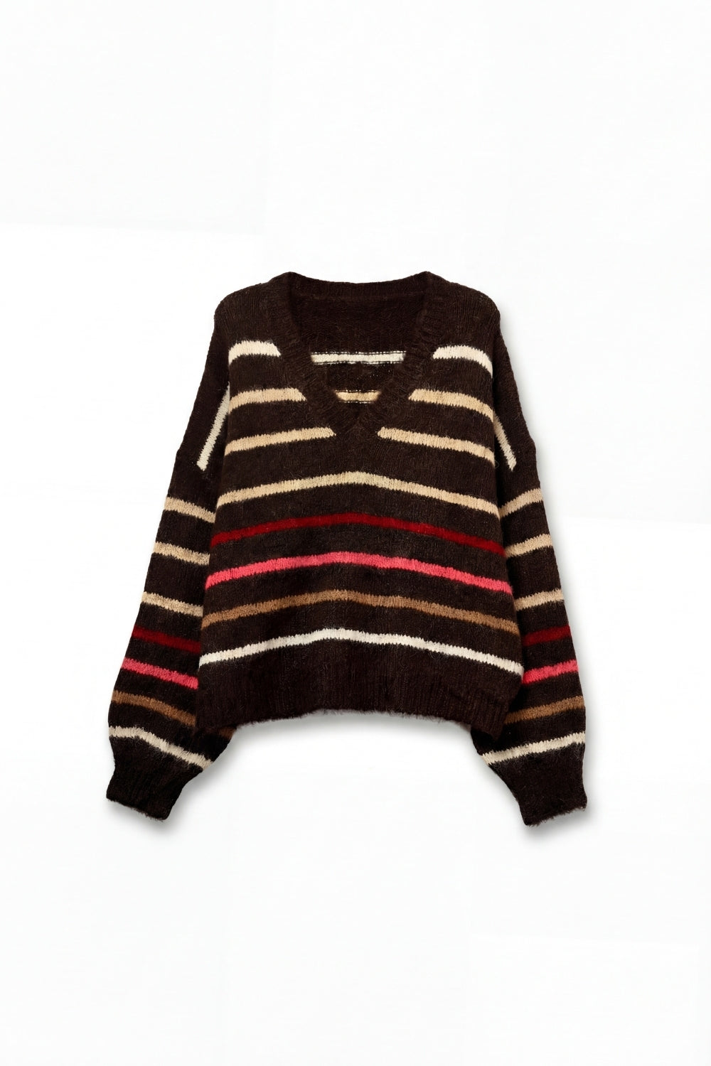 Jersey de rayas multicolor marrón oversize