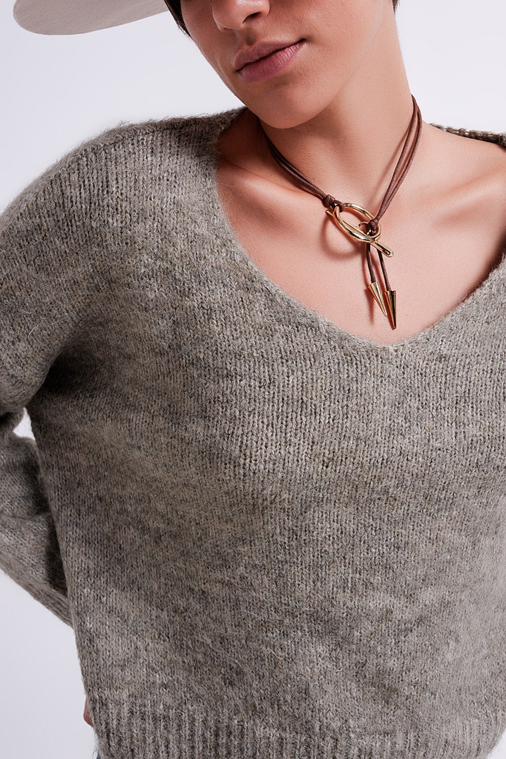 Jersey esponjoso con alas de murciélago caqui