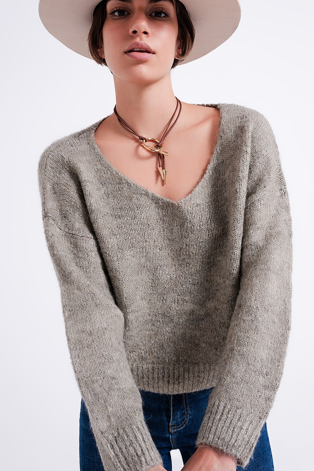 Jersey esponjoso con alas de murciélago caqui