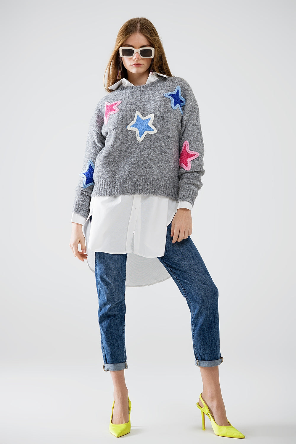 jersey gris Con Estrellas Bordadas