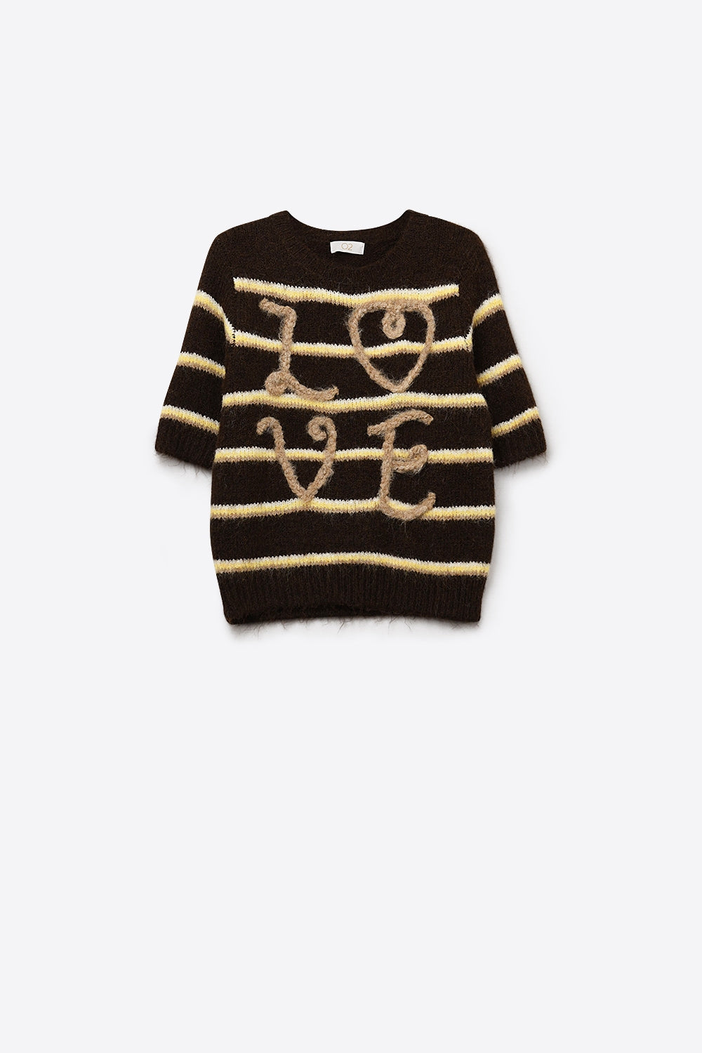 Jersey Love de manga corta bordado en marrón