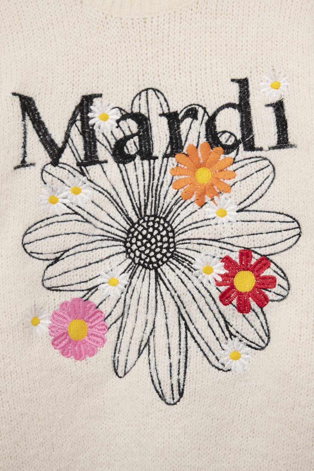 Jersey Mardi Bordado Crema Con Flores