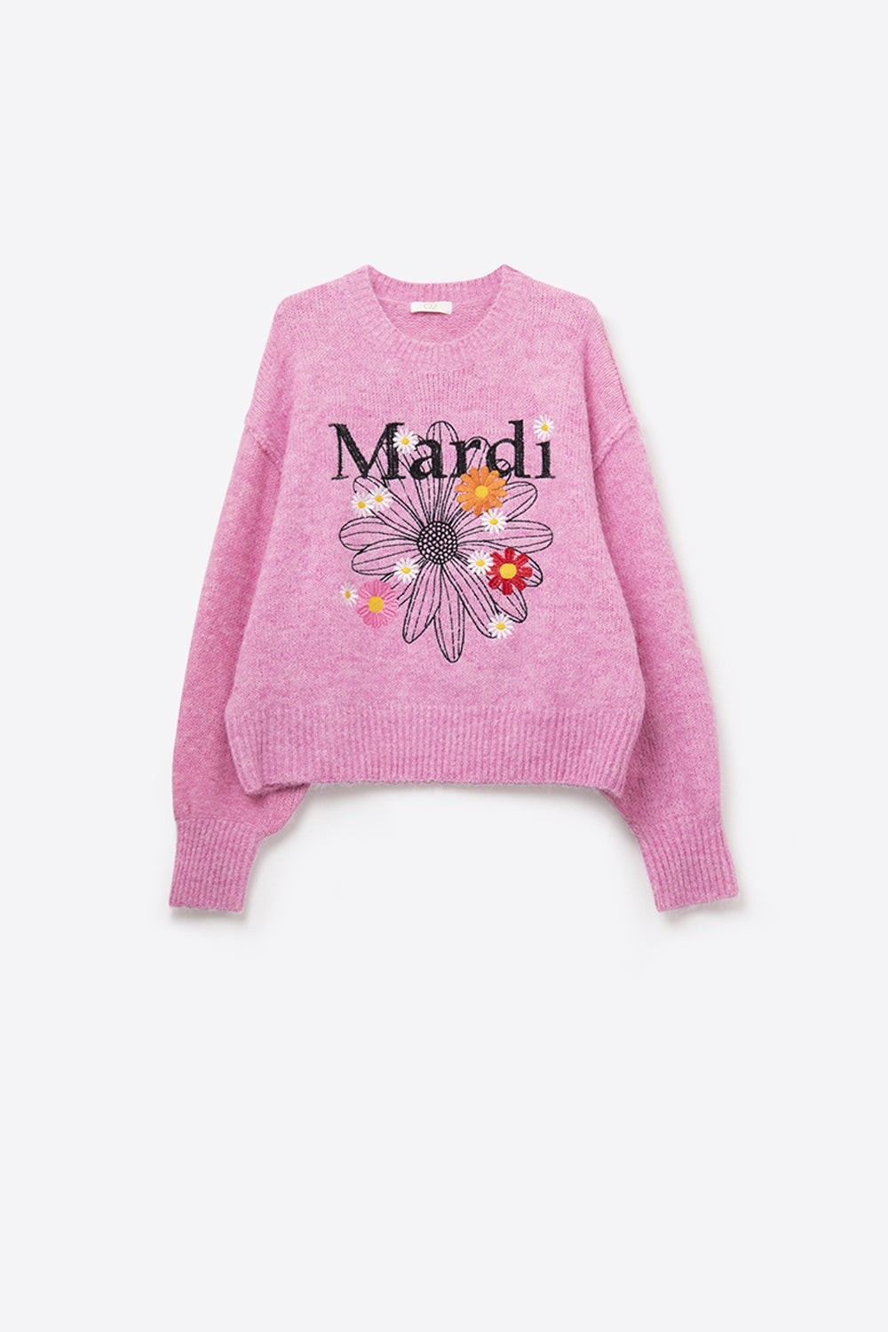 Jersey Mardi Rosa Bordado Con Flores