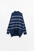 Q2 Jersey oversize azul marino con rayas blancas