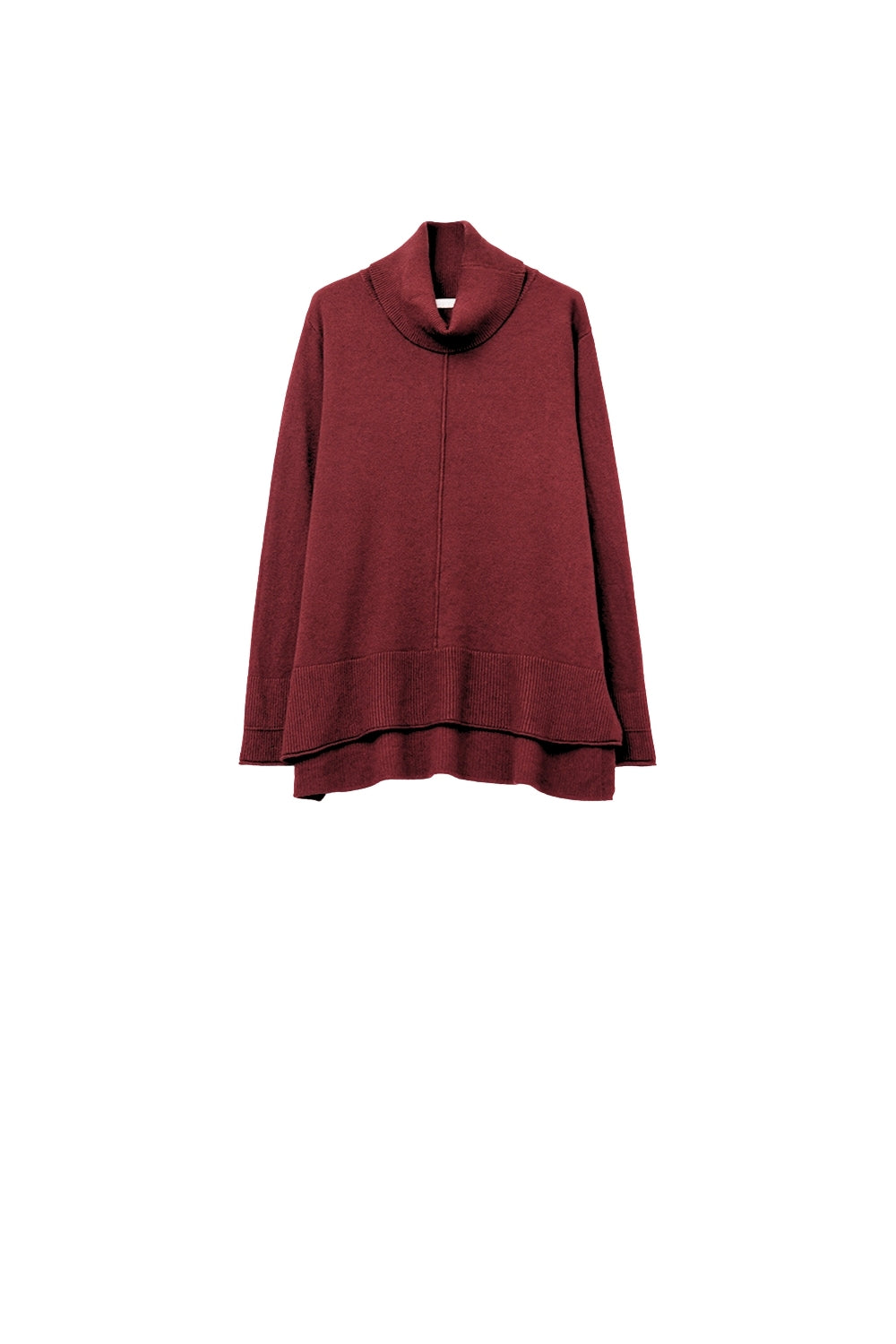 Q2 Jersey oversize con cuello vuelto en burdeos
