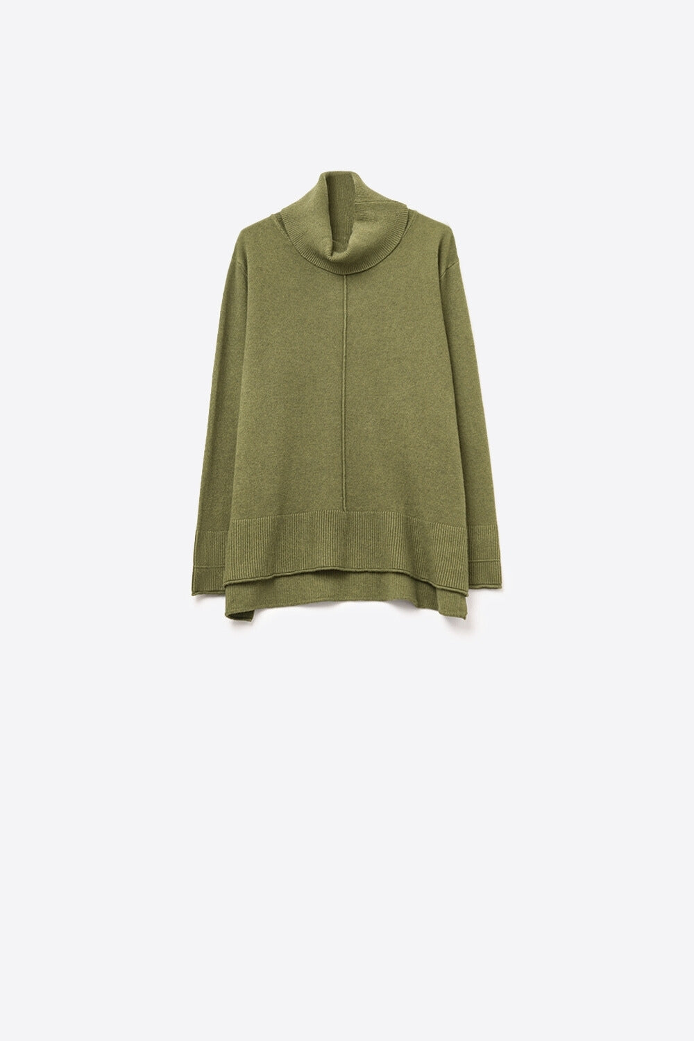 Q2 Jersey oversize con cuello vuelto en verde militar